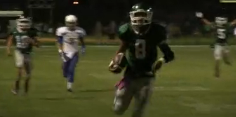 Kalvin Cline was a blur on Friday night, scoring three touchdowns. This one coming on a 35 yard interception return. 