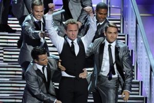 Neil Patrick Harris performs on stage at the 65th Primetime Emmy Awards at Nokia Theatre on Sunday Sept. 22, 2013, in Los Angeles.  (Photo by Chris Pizzello/Invision/AP)