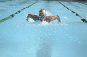 Swimmer Ryan Graff going for first at his meet. 