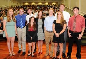 The eight recruited seniors pose for a picture at the end of the ceremony. Photo: Catherine Gulley