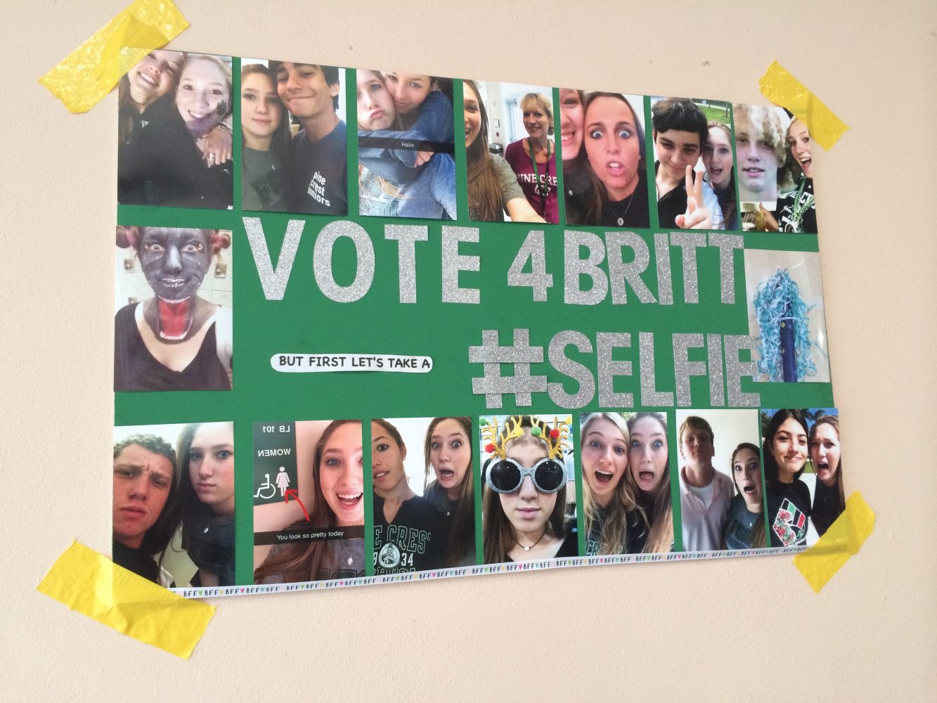 Brittany Paris campaign poster showing off beautiful selfies.
(via Samantha Meade)