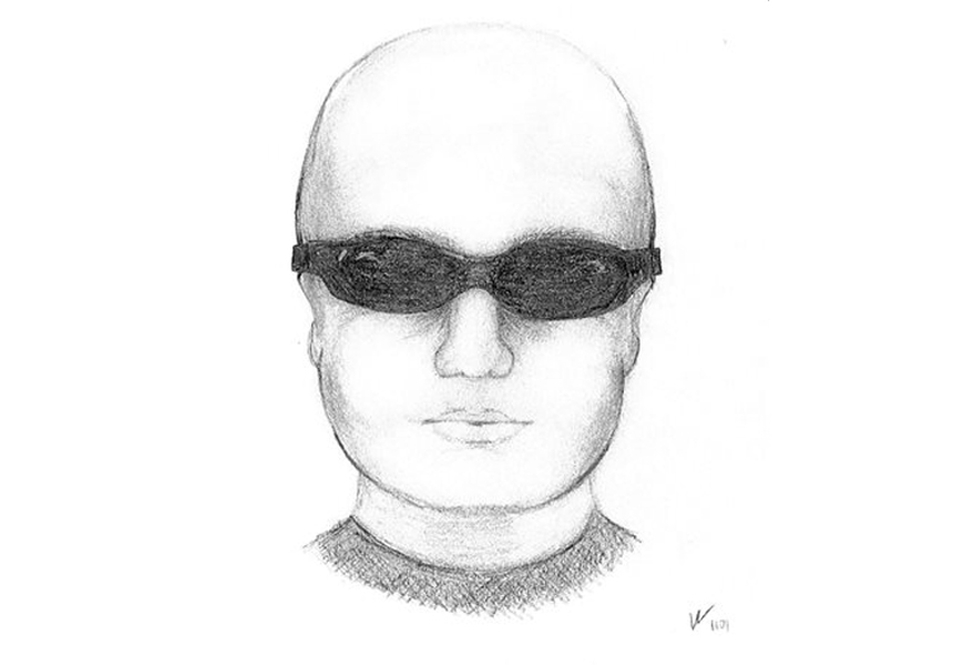 Authorities have released this composite sketch of the man they believe detonated an explosive near the offices of the Colorado Springs chapter of the NAACP. Officials released the drawing of a bald white man wearing sunglasses on Friday, Jan. 9, 2015. (via, AP Photo/FBI)