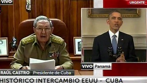 President Obama and Raul Castro address their nations simultaneously on new relations between the United States and Cuba.