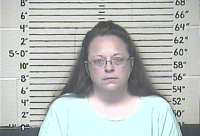 Rowan County clerk Kim Davis is shown in this booking photo provided by the Carter County Detention Center in Grayson, Kentucky September 3, 2015.  Davis was jailed on Thursday for refusing to issue marriage licenses to gay couples, and a full day of court hearings failed to put an end to her two-month-old legal fight over a U.S. Supreme Court ruling upholding same-sex marriage.  REUTERS/Carter County Detention Center/Handout via Reuters   ATTENTION EDITORS - FOR EDITORIAL USE ONLY. NOT FOR SALE FOR MARKETING OR ADVERTISING CAMPAIGNS. THIS PICTURE WAS PROVIDED BY A THIRD PARTY. REUTERS IS UNABLE TO INDEPENDENTLY VERIFY THE AUTHENTICITY, CONTENT, LOCATION OR DATE OF THIS IMAGE. THIS PICTURE IS DISTRIBUTED EXACTLY AS RECEIVED BY REUTERS, AS A SERVICE TO CLIENTS - RTX1R0AF