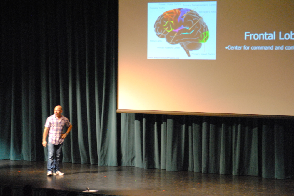Michael Kasten explaining areas of the brain related to stress