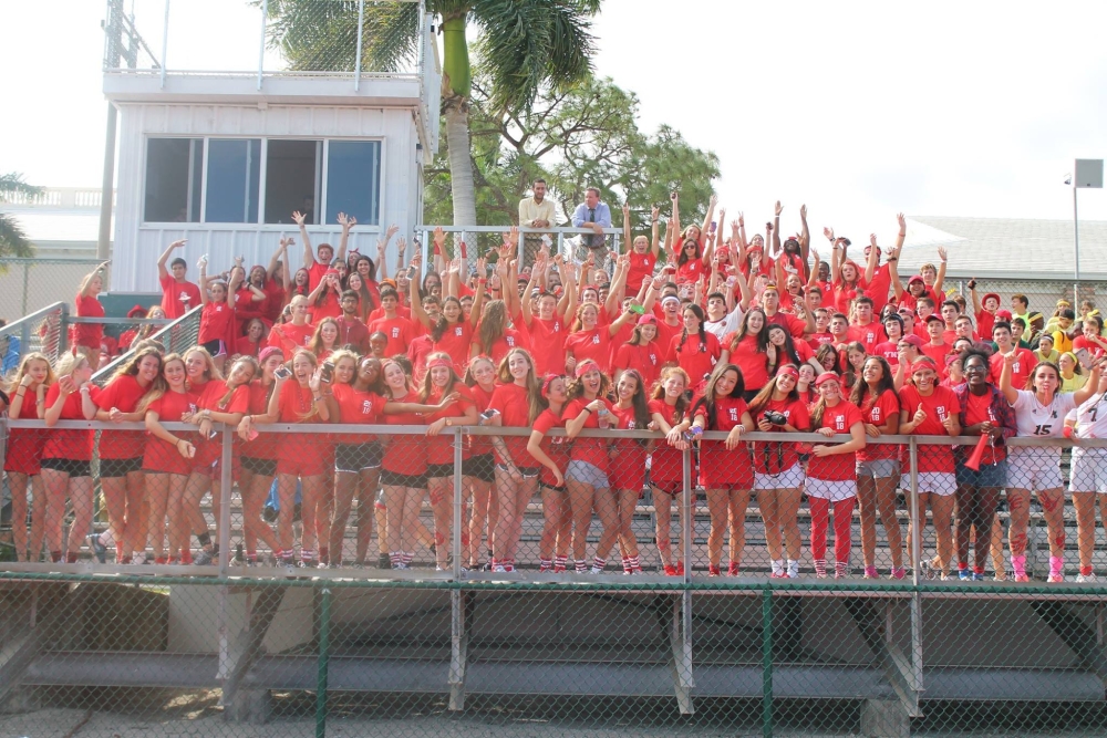 The sophomore class at the Powderpuff Game.  