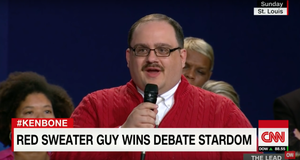 Ken Bone asking the candidates about energy policy. (via Zachary Shevin, junior-screenshot)