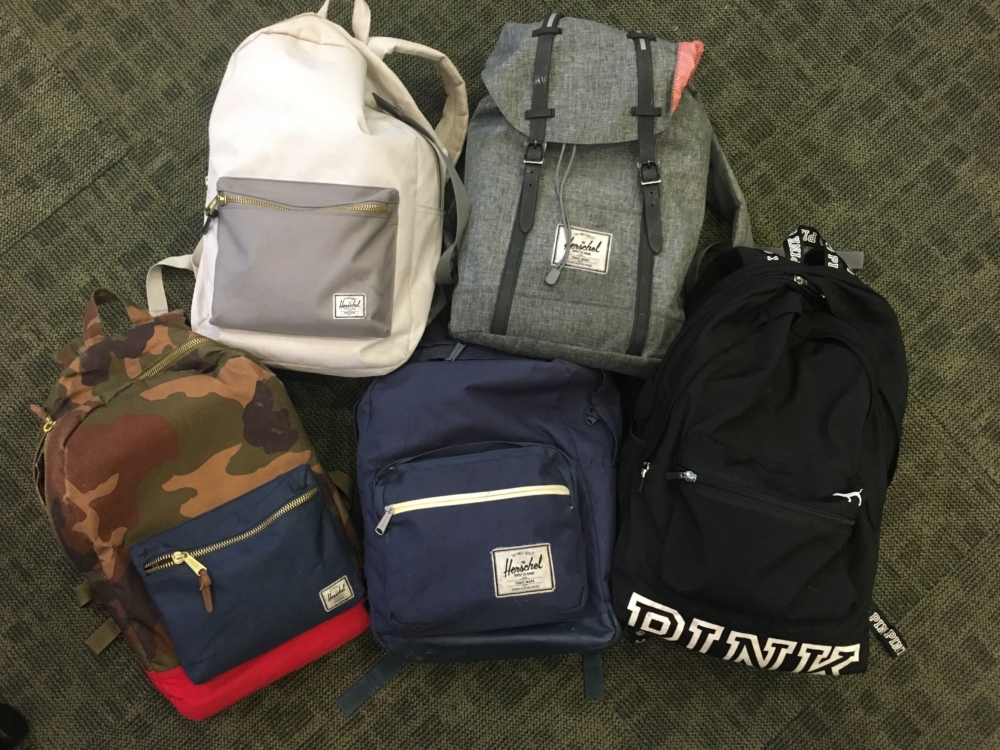 Students all over campus use backpacks, not only for style, but also for function, as it has to hold all their schoolwork and school supplies. (via Jessi Gross, sophomore)