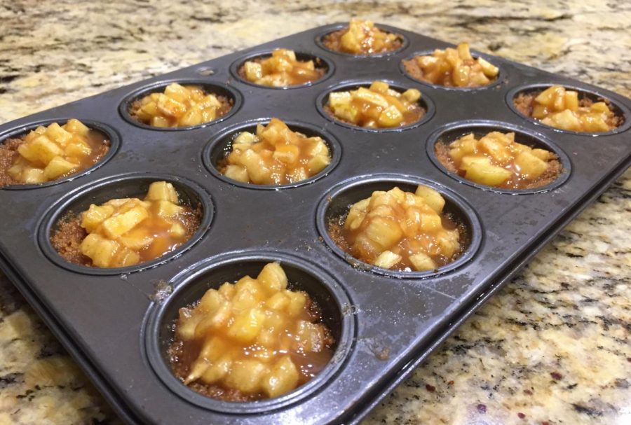 Apple crisp bites just about ready to be put in the oven. 