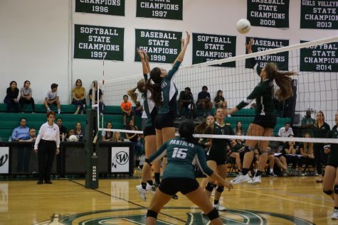 The girls volleyball team fell short in a five set nail-biter against Berkeley Prep. (via Grace Luciano, senior)