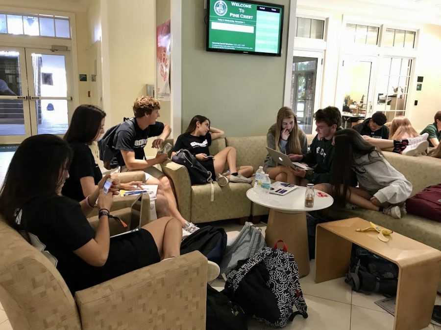 Seniors gathered in the union wearing their senior t-shirts.