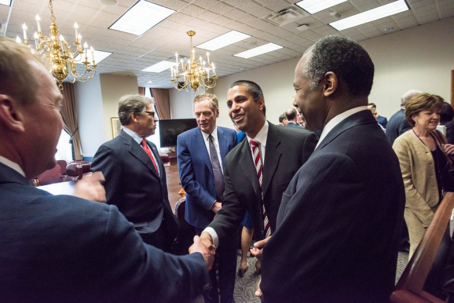 Federal Communications Commission Chairman Ajit Pai, second from right. 