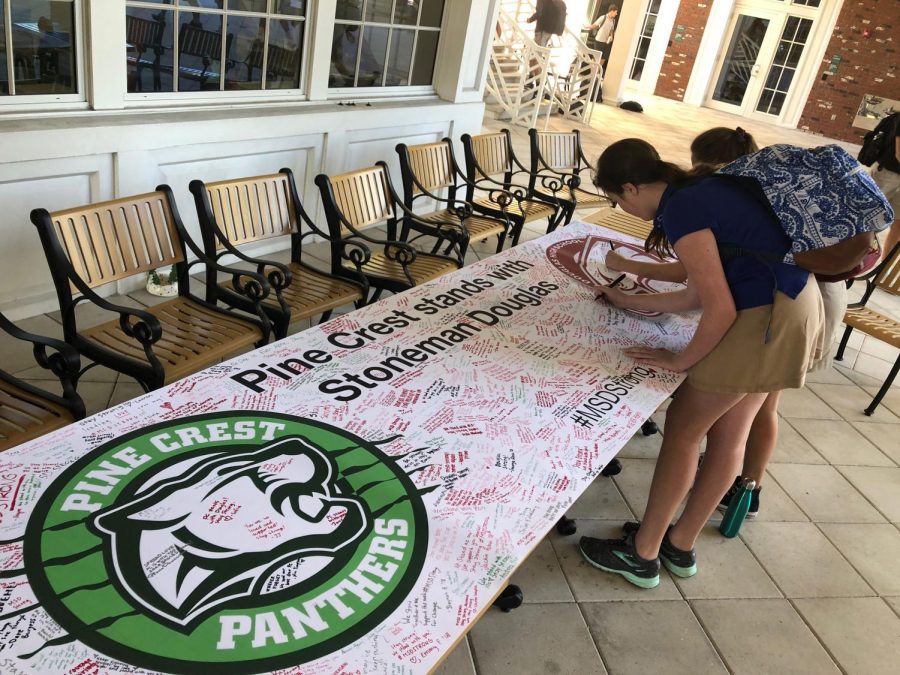 Pine Crest Stands with Stoneman Douglas Banner, News, 3.6.18, Kassidy Angelo