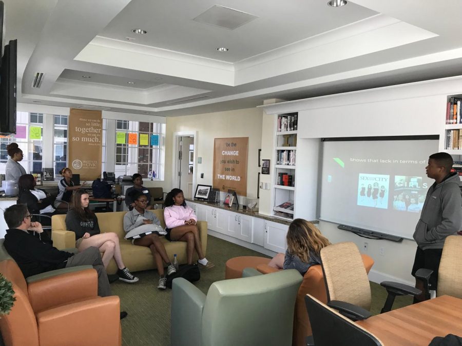 Students gather in the ICI  Library during free periods for open discussion on societal injustices.