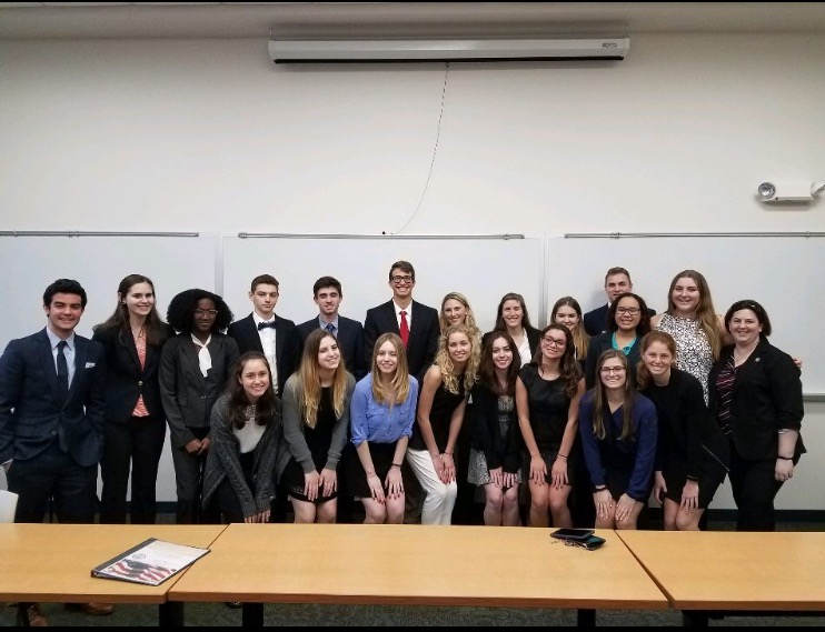 The Post-AP Government and Politics class is seen here just before going onto claiming the state title in the We the People Competition.  