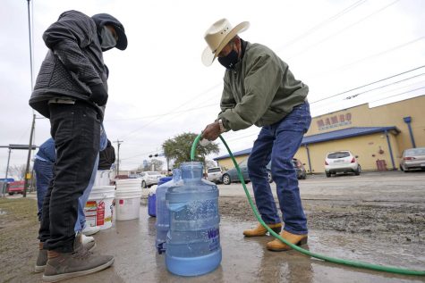 Texans fill up gallons when their pipes froze.