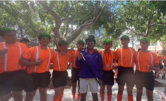 Students prepare for Pine Crest's Flag Football Game and Halftime Dances.